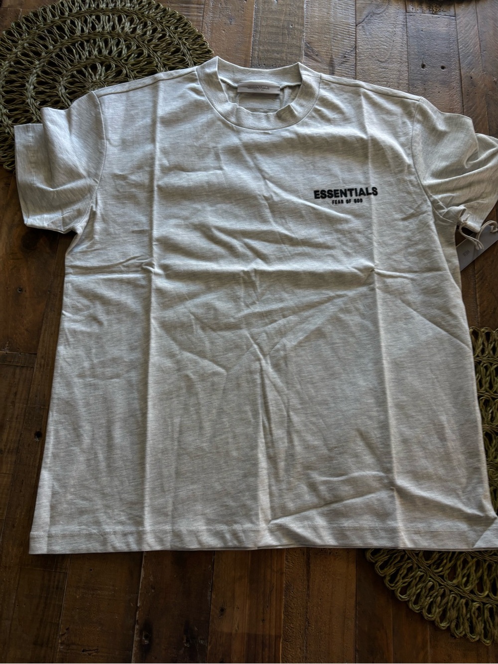 ESSENTIALS Men’s Heather Light Gray Chest Logo Tee